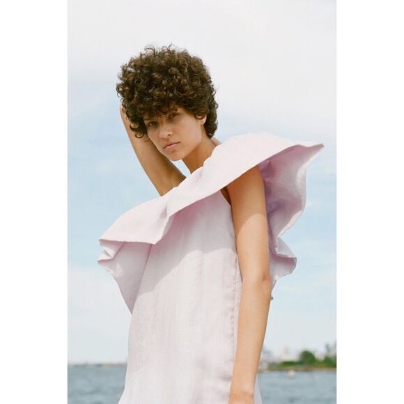 Mara Hoffman One Shoulder Midi Linen Dress in Lavender - Picture 4 of 11